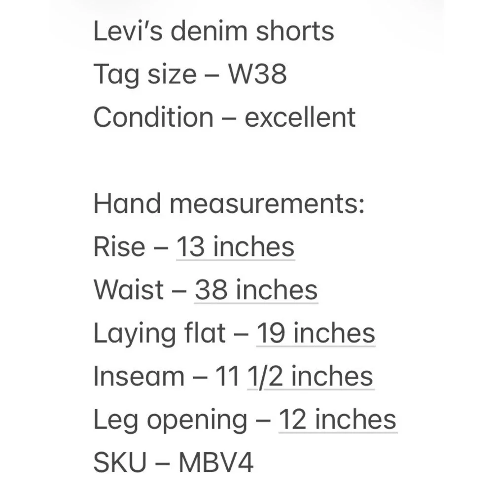Levi's Mens 569 Loose Straight Dark Wash Blue Denim Shorts W38 Meas: 38x11.5